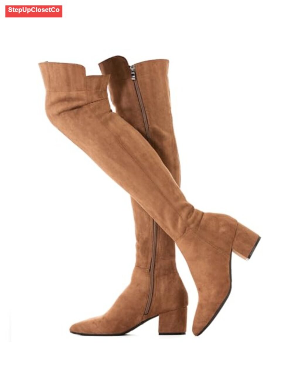 Faux Suede Over the Knee Boots Block Heel Comfort Winter